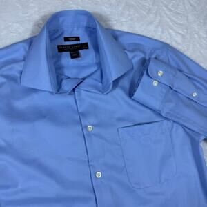 Pronto Uomo Non-Iron Slim Fit Men's 15 1/2 32/33 Long‎ Sleeve Blue Dress Shirt